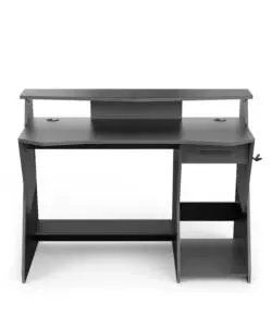 SCRIVANIA "GAMING" NERA CON PORTACUFFIE E PASSACAVI, 123,5X59,8X90,2 CM